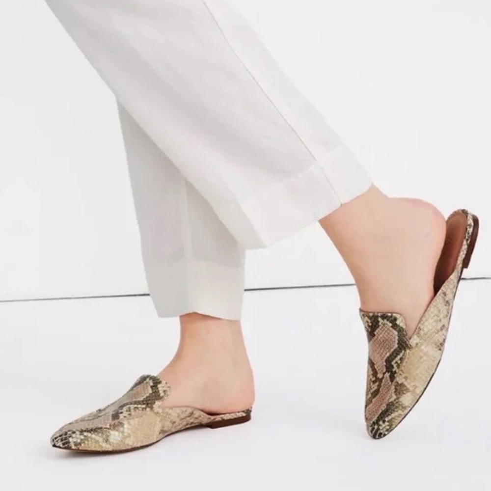 Madewell Mules snake skin pattern size 8